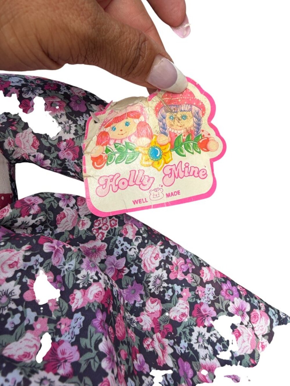 Holly Mine Rag Doll With Floral Dress & Polka Dot Hat - Vintage Plush 18" Handma - Picture 3 of 5